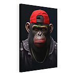 Cuadros Chimpancé con un gorro y una chaqueta rojos