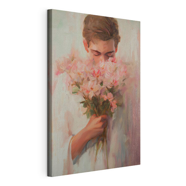 Cuadro en el que aparece un hombre oliendo unas flores Cuadros Cuadro en el que aparece un hombre oliendo unas flores