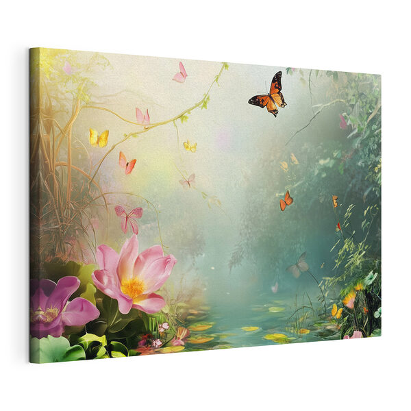 Mariposa y flores en un bosque Cuadros Mariposa y flores en un bosque