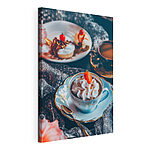 Cuadros Taza de café con nata montada y fresas