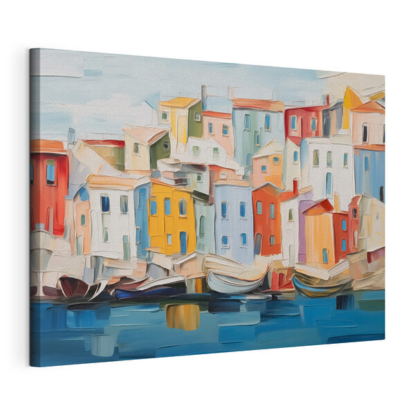 Cuadros Cuadros Cuadro de una ciudad con barcos en el agua (SKU: s44783)