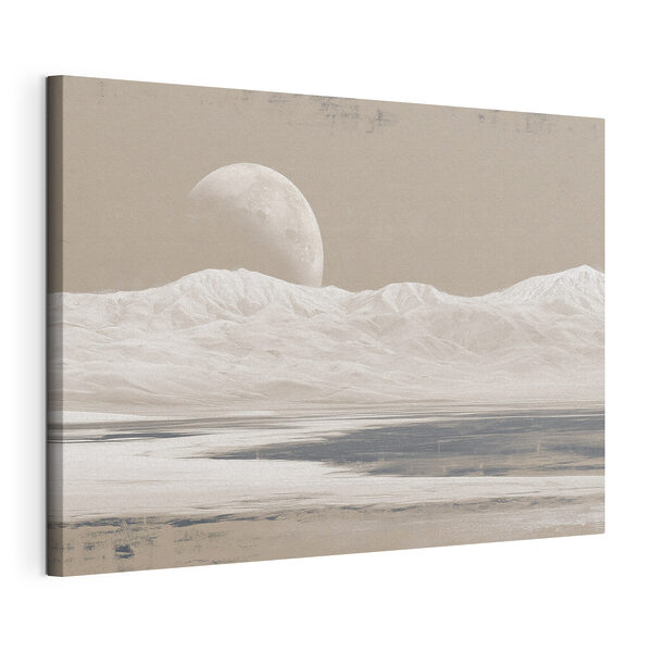 La luna sobre una montaña nevada Cuadros La luna sobre una montaña nevada