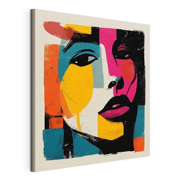 Cuadros Rostro de una mujer con pintura de colores