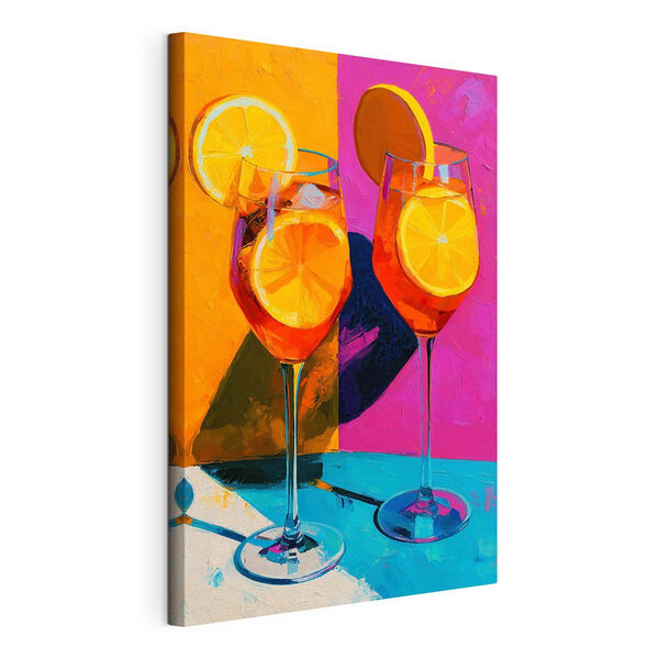 Dos vasos de zumo de naranja con rodajas de limón Cuadros Dos vasos de zumo de naranja con rodajas de limón