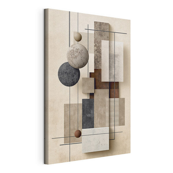 Cuadros Decoración mural con diferentes texturas y círculos
