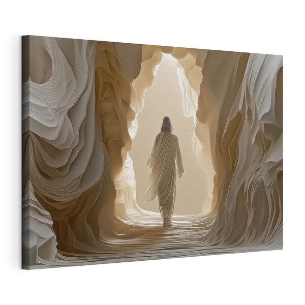 Cuadros Una persona caminando por una cueva