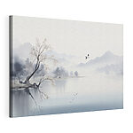 Cuadros Un pájaro sobrevolando un lago