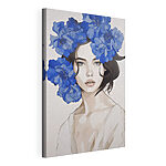 Cuadros Mujer con flores azules en la cabeza