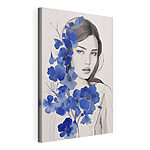 Cuadros Mujer con flores azules