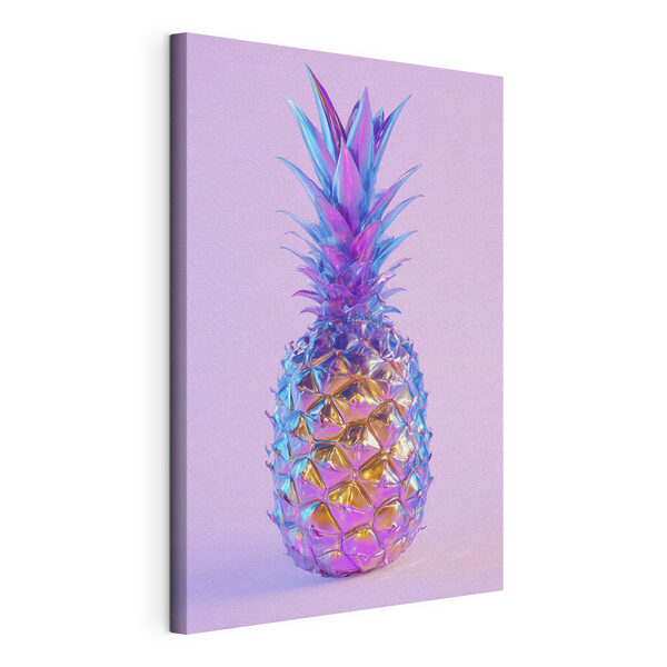 Una piña de colores sobre un fondo morado Cuadros Una piña de colores sobre un fondo morado