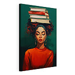 Cuadros Mujer con libros en la cabeza