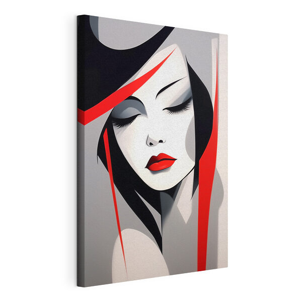Cuadros Mujer con labios rojos y pelo negro