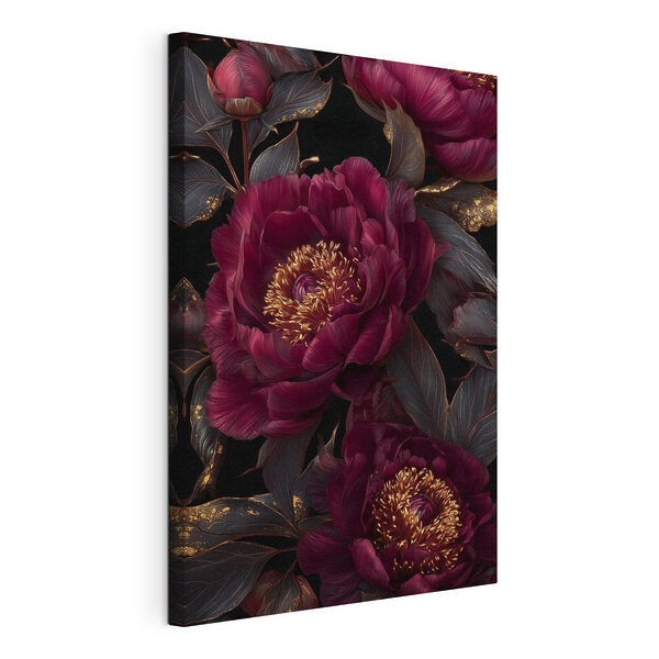 Cuadros Impresionante diseño floral sobre fondo oscuro