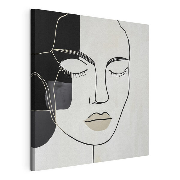 Cuadros Ilustración en blanco y negro del rostro de una mujer
