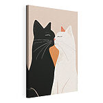 Cuadros Gatos blancos y negros besándose