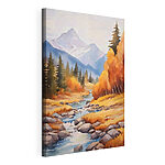 Cuadros Pintura en acuarela de un río que atraviesa un bosque