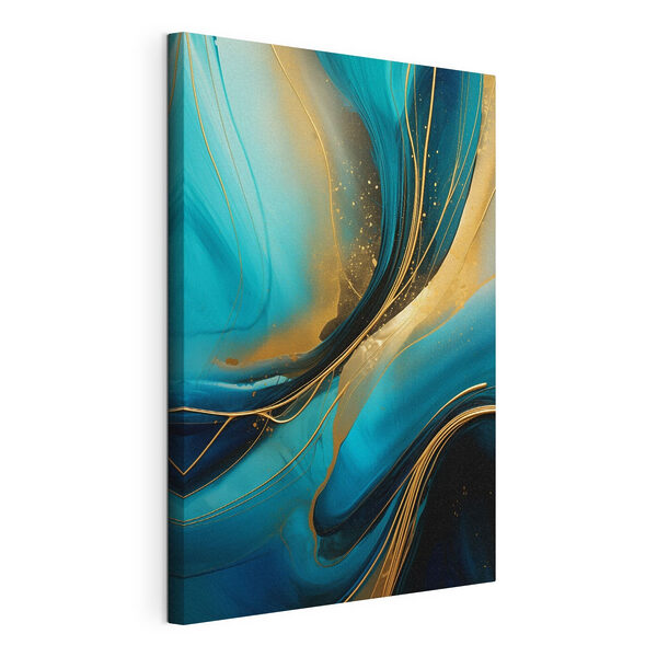 Cuadros Flujo dinámico de azul y dorado