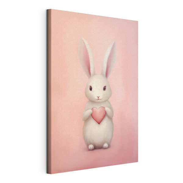 Cuadros Conejo blanco que sostiene un corazón