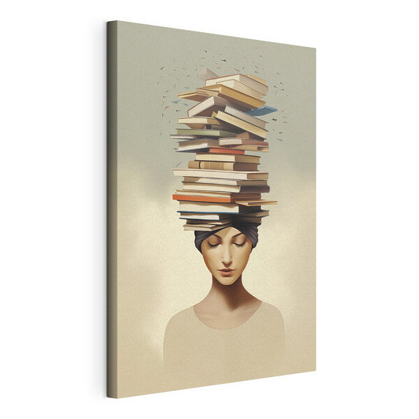 Cuadros Mujer con libros en la cabeza