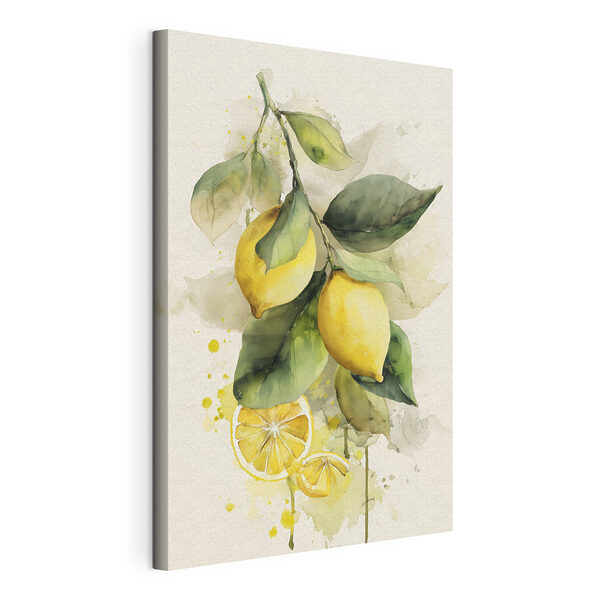 Cuadros Acuarela de limones en una rama
