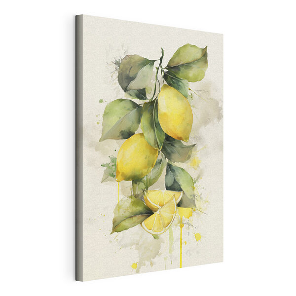 Cuadros Pintura en acuarela de limones y hojas