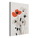 Cuadros Pintura de flores con tinta en blanco y negro