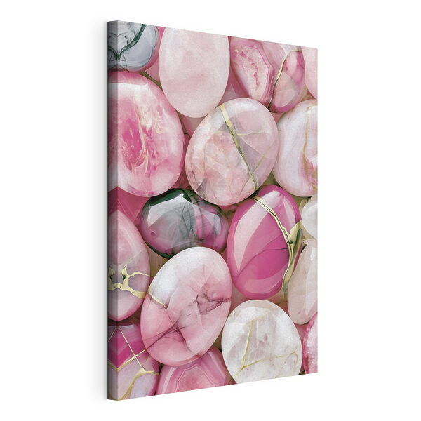 Conjunto de piedras ovaladas de color rosa y blanco Cuadros Conjunto de piedras ovaladas de color rosa y blanco