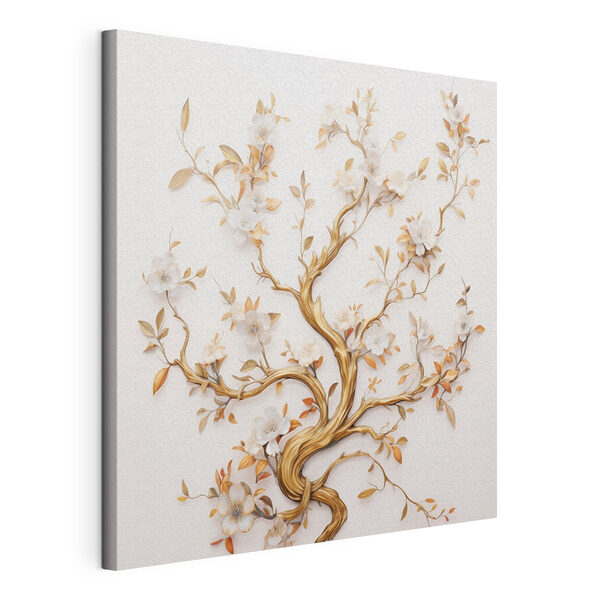 Árbol con flores y hojas blancas Cuadros Árbol con flores y hojas blancas