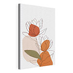 Cuadros Dibujo de flores con círculos naranjas