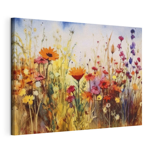Cuadros Flores silvestres de vivos colores en una pintura en acuarela