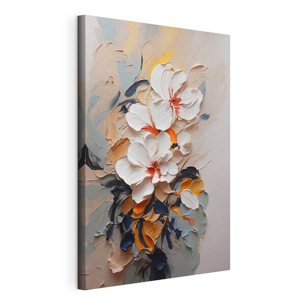 Cuadros Pintura floral con textura y colores vivos