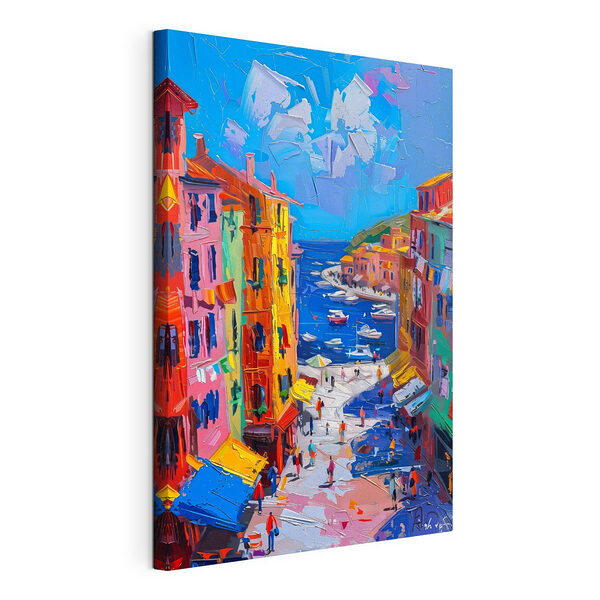 Cuadros Cuadros Cuadro de una ciudad con barcos y gente (SKU: s39627)