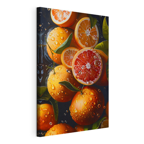 Cuadros Un racimo de naranjas con gotas de agua