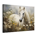 Cuadros Un caballo blanco en un campo de flores