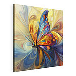 Cuadros Mariposa de colores con un fondo amarillo y azul