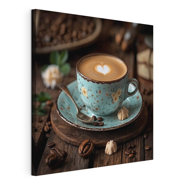 Taza de café con espuma en forma de corazón Cuadros Taza de café con espuma en forma de corazón