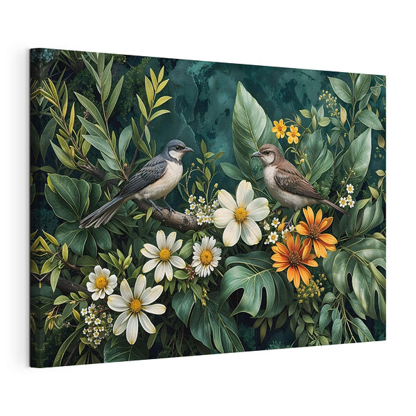 Pájaros en una rama con flores Cuadros Pájaros en una rama con flores
