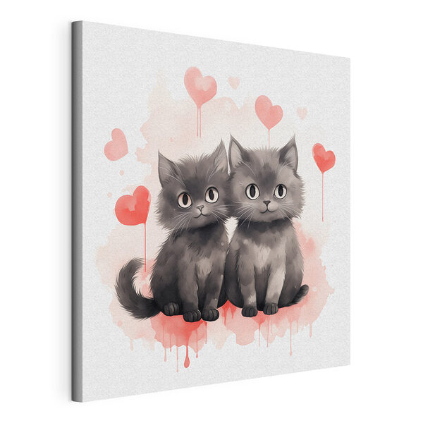 Dos gatos sentados uno al lado del otro Cuadros Dos gatos sentados uno al lado del otro