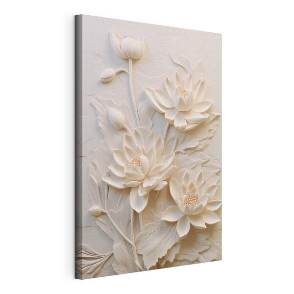 Talla de una flor blanca en una pared Cuadros Talla de una flor blanca en una pared