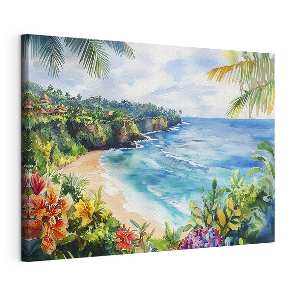 Cuadros Pintura en acuarela de una playa y el mar