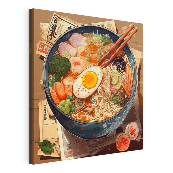 Un cuenco de ramen con palillos y un huevo Cuadros Un cuenco de ramen con palillos y un huevo