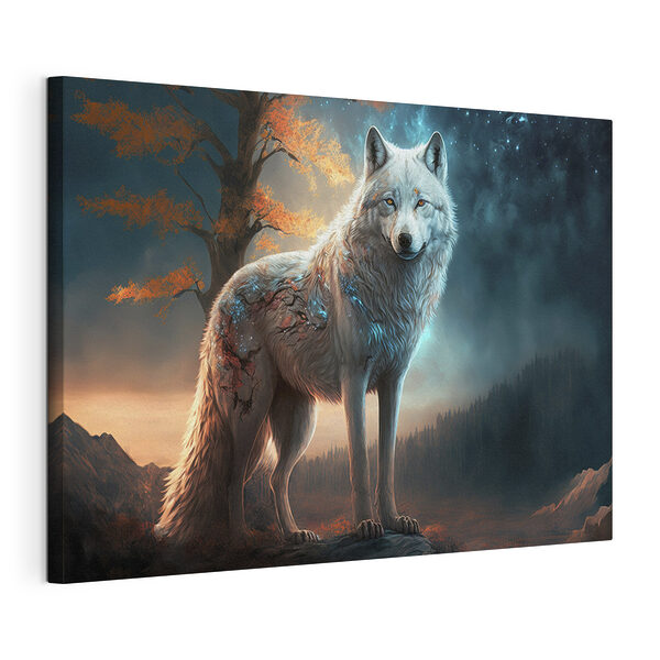 Cuadros Lobo místico bajo un cielo estrellado (SKU: s33528) Cuadros Cuadros Lobo místico bajo un cielo estrellado (SKU: s33528)