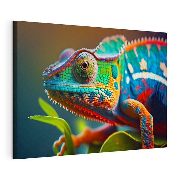 Cuadros Lagarto de colores sobre una hoja