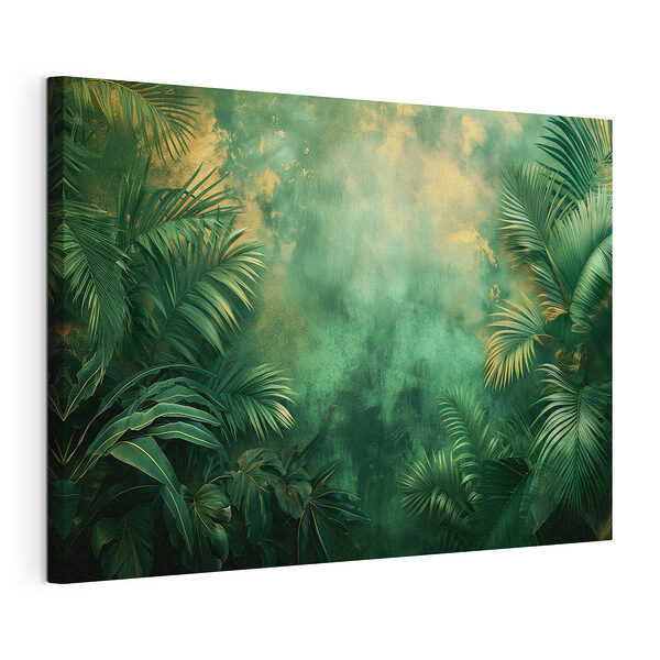 Cuadros Cuadros Exuberantes hojas tropicales sobre un fondo pintado (SKU: s38086)