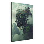 Cuadros Rostro de una persona con plantas y nubes