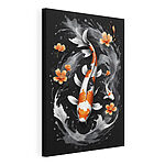 Cuadros Los peces koi nadan entre flores de azahar