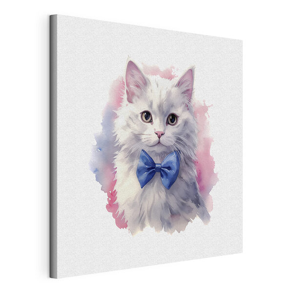 Gato blanco con una pajarita azul Cuadros Gato blanco con una pajarita azul