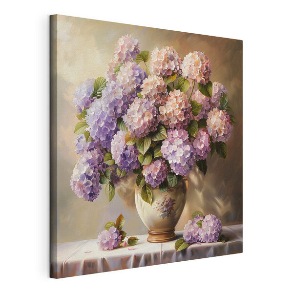 Ramo de hortensias en tonos pastel en un jarrón Cuadros Ramo de hortensias en tonos pastel en un jarrón