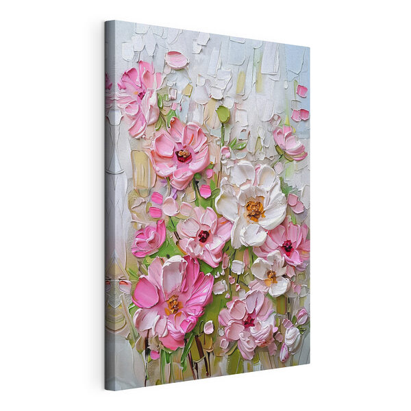 Cuadro con flores en tonos rosa y blanco con textura Cuadros Cuadro con flores en tonos rosa y blanco con textura