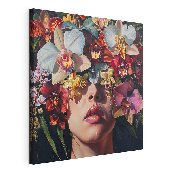 Cuadro de una mujer con flores en la cabeza Cuadros Cuadro de una mujer con flores en la cabeza
